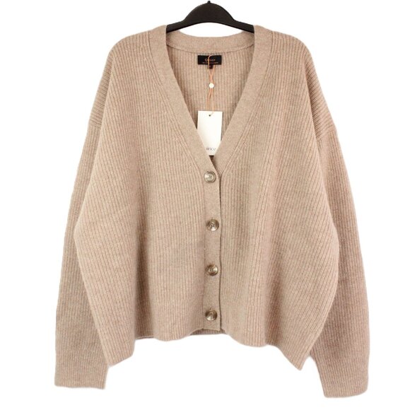 Quince Sweaters - Quince Tan Cashmere Fisherman Cardigan Sweater